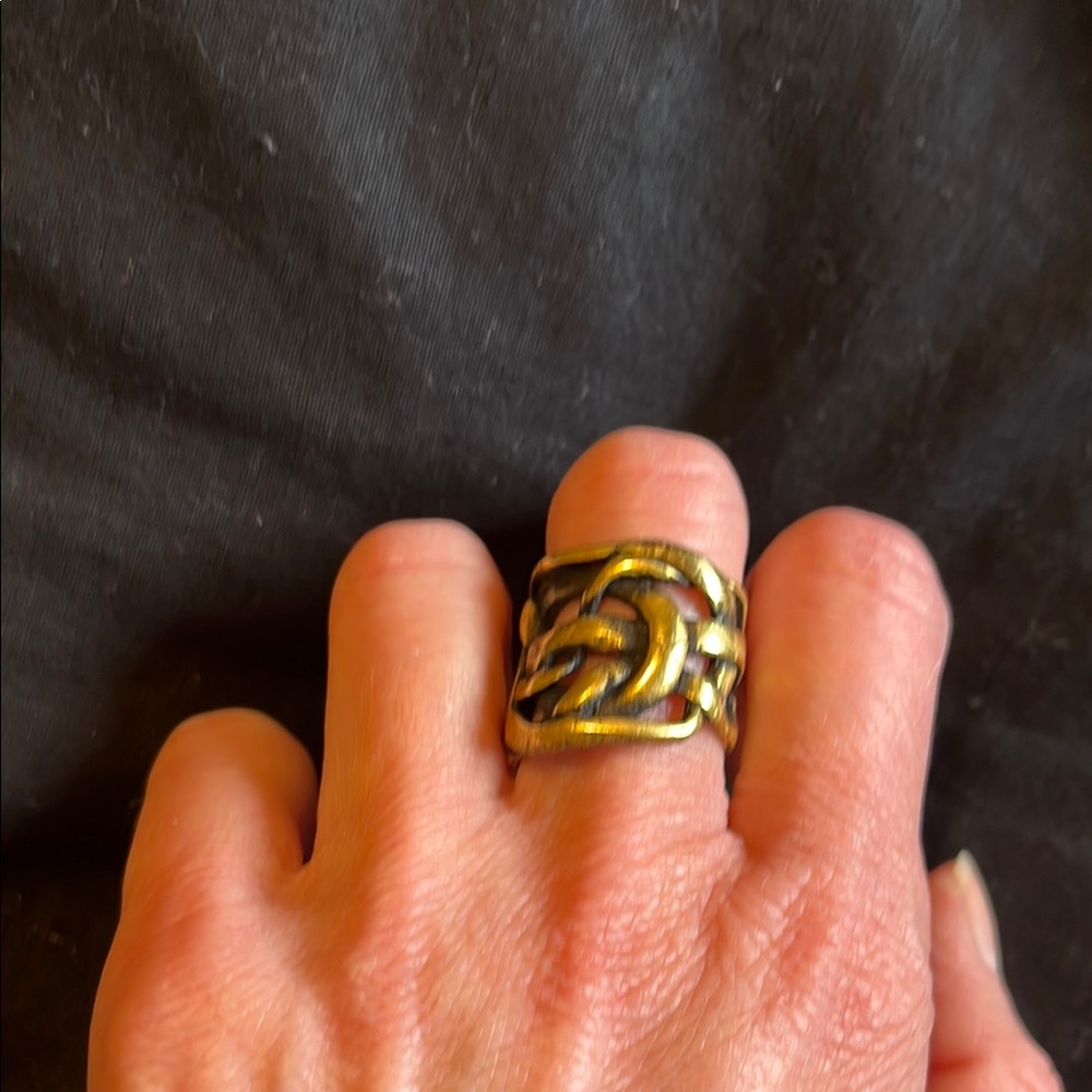 Copper Wide Band Ring with Celtic Chain Design